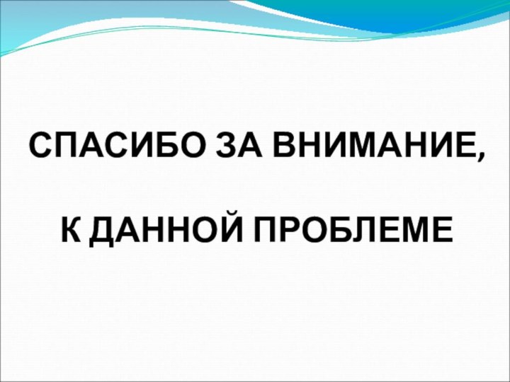 СПАСИБО ЗА ВНИМАНИЕ,  К ДАННОЙ ПРОБЛЕМЕ