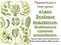 Презентация по биологии на тему Отдел Зелёные водоросли. Особенности строения и разнообразие (7 класс)