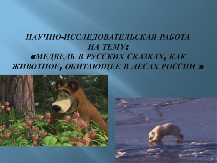 НАУЧНО-ИССЛЕДОВАТЕЛЬСКАЯ РАБОТА  НА ТЕМУ:  «Медведь в русских сказках, как животное,