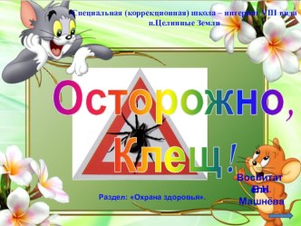 Презентация Осторожно, клещ! Основы безопасности жизнедеятельности детей.