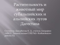 Презентация Растительность и животный мир субальпийских и альпийских лугов Дагестана (9 класс)