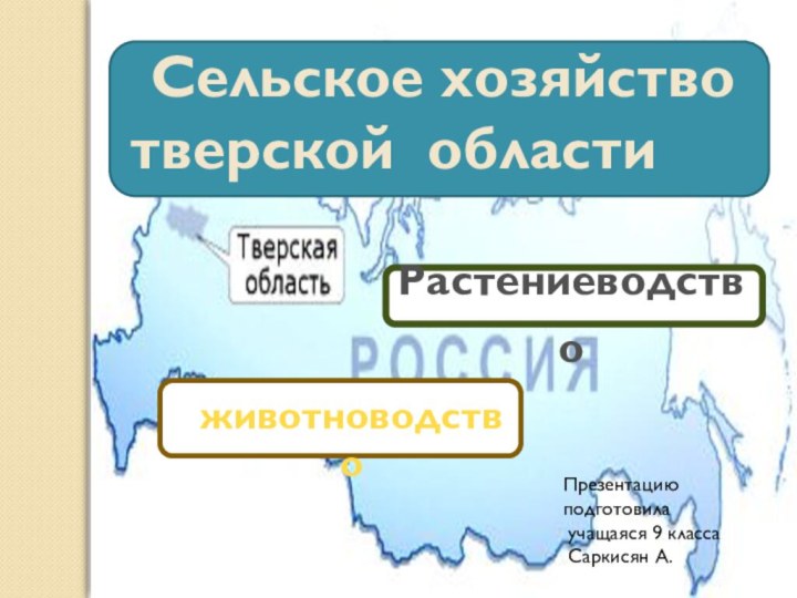 животноводствоРастениеводство    Сельское хозяйство тверской областиПрезентацию подготовила учащаяся 9 класса Саркисян А.