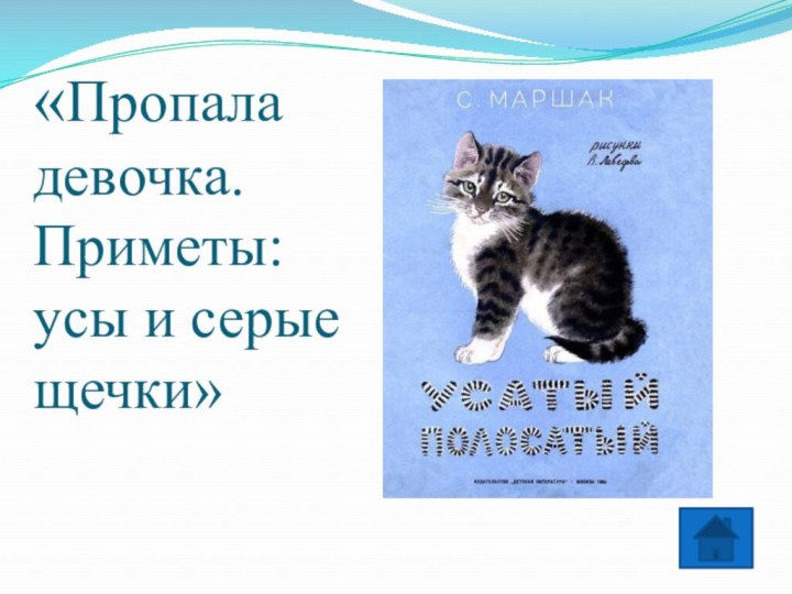   «Пропала девочка. Приметы:  усы и серые щечки»