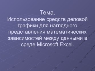 Презентация по информатике Использование средств деловой графики для представления математических зависимостей между данными в среде MS Excel