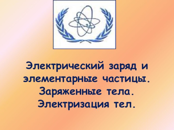 Электрический заряд и элементарные частицы.Заряженные тела.Электризация тел.