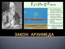 Презентация по физике на тему Закон Архимеда (7 класс)