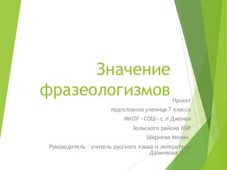 Презентация по русскому языку  Происхождение и значение фразеологизмов