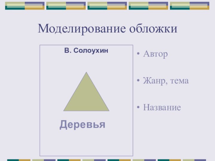 Моделирование обложкиАвтор Жанр, темаНазвание В. Солоухин   Деревья