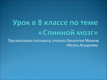 Урок Спинной мозг. Его строение. Значение спинного мозга, его ре-флекторная и проводящая функции.