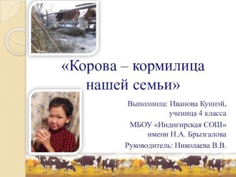 Презентация детского доклада Корова - кормилица нашей семьи