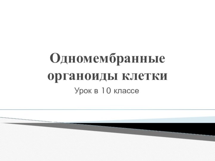 Одномембранные органоиды клеткиУрок в 10 классе