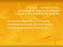 Статья Технология развития критического мышления на уроках русского языка и литературы в условиях инклюзии