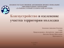 Презентация Благоустройство и озеленение участка территории колледжа