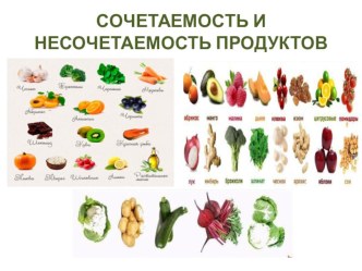 Сочетаемость и несочетаемость продуктов - презентация