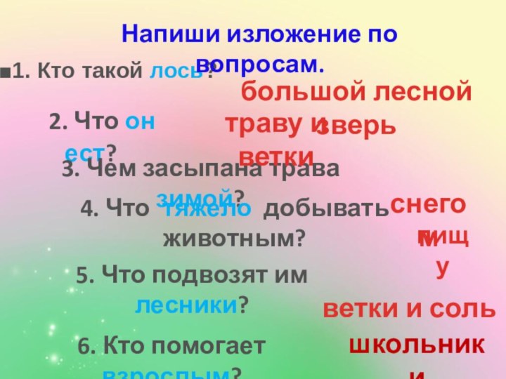 2. Что он ест?1. Кто такой лось?