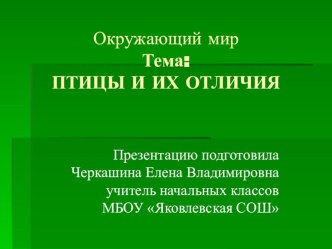 Презентация по окружающему миру на тему Птицы и их отличия