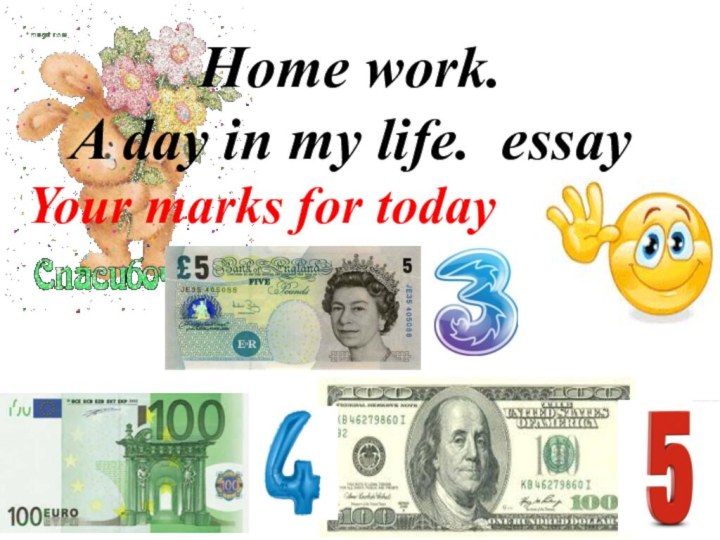 Home work. A day in my life. essay Your marks for today