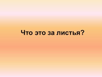 Презентация по Окружающему миру. 1 класс. Что это за листья?