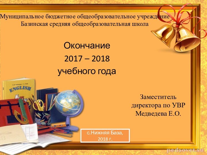 Муниципальное бюджетное общеобразовательное учреждение Базинская средняя общеобразовательная школаОкончание 2017 – 2018 учебного
