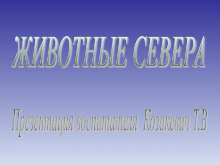 ЖИВОТНЫЕ СЕВЕРА Презентация воспитателя Козакевич Т.В