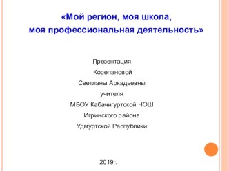 Презентация- обобщение опыта Мой регион, моя школа, моя профессиональная деятельность по родному удмуртскому языку