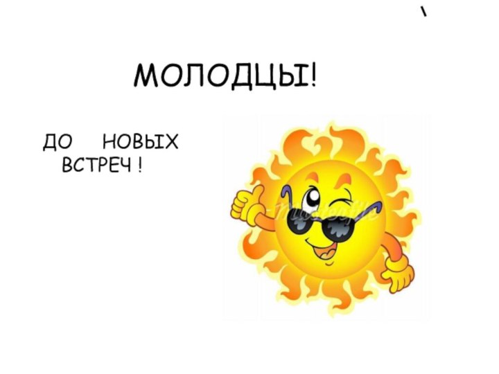 МОЛОДЦЫ!ДО   НОВЫХ ВСТРЕЧ !