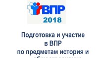 Презентация Подготовка и участие в ВПР по предметам история и обществознание