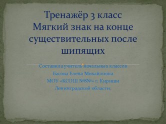 Тренажер Мягкий знак после шипящих на конце имен существительных презентация к уроку (русский язык) по теме