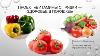 Проект Витамины на грядке презентация к уроку (старшая группа)