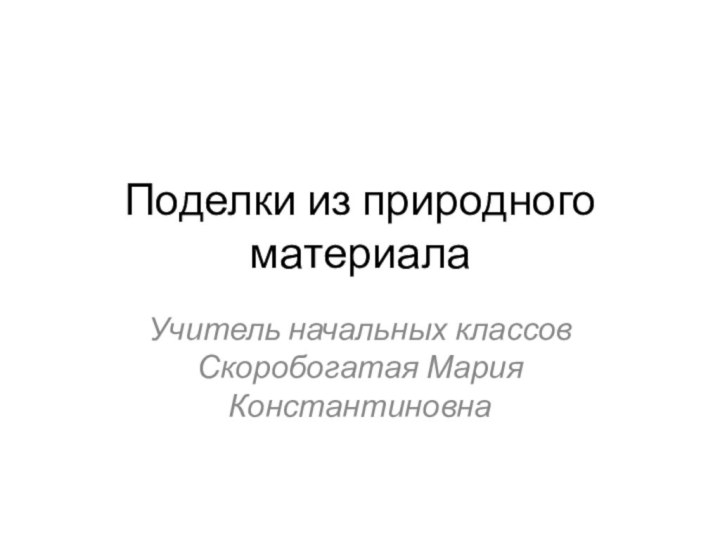 Поделки из природного материалаУчитель начальных классов Скоробогатая Мария Константиновна