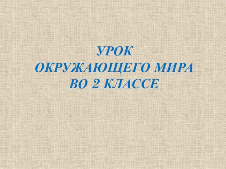 УРОК ОКРУЖАЮЩЕГО МИРА ВО 2 КЛАССЕ