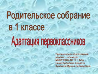 Адаптация первоклассников презентация к уроку по теме