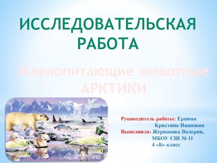 ИсследовательскаяработаРуководитель работы: Ершова