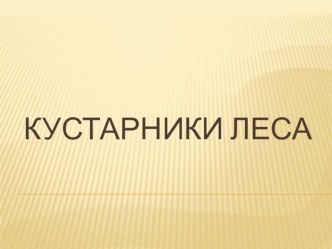 Презентация Кустарники леса презентация к уроку по окружающему миру (2 класс) по теме