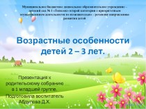 Возрастные особенности детей 2-3 лет презентация к уроку (младшая группа)