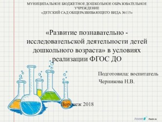 Презентация Роль познавательно-исследовательской деятельности в развитии дошкольников Черникова презентация к уроку (младшая, средняя, старшая, подготовительная группа)
