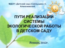 Организация экологической работы в детском саду презентация к занятию по окружающему миру (старшая группа)