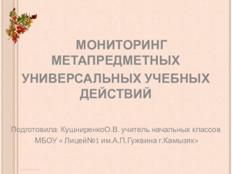 Мониторинг метапредметных универсальных учебных действий презентация к уроку (3 класс)