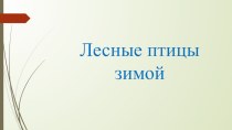 Лесные птицы зимой презентация к уроку (старшая группа)