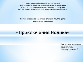 Интегрированное занятие в старшей группе детей дошкольного возраста Приключения Нолика презентация к уроку по математике (старшая группа)