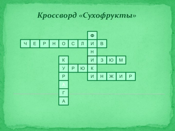 Кроссворд «Сухофрукты»ЮР