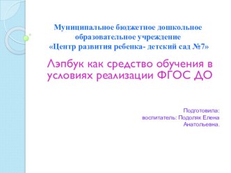 Лэпбук как средство обучения в условиях реализации ФГОС ДО презентация