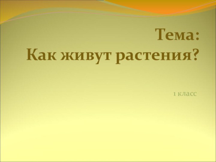 Тема: Как живут растения?1 класс