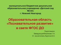 Образовательная область Познавательное развитие в свете ФГОС ДО презентация