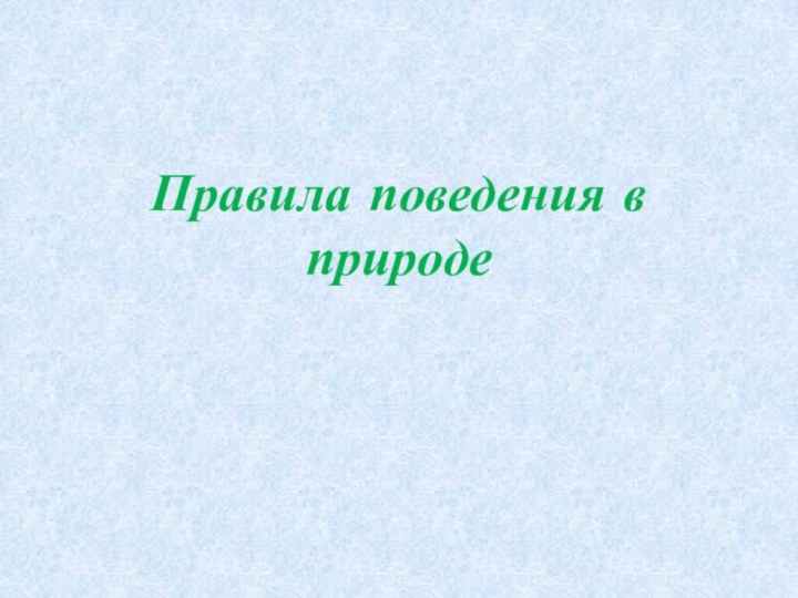 Правила поведения в природе