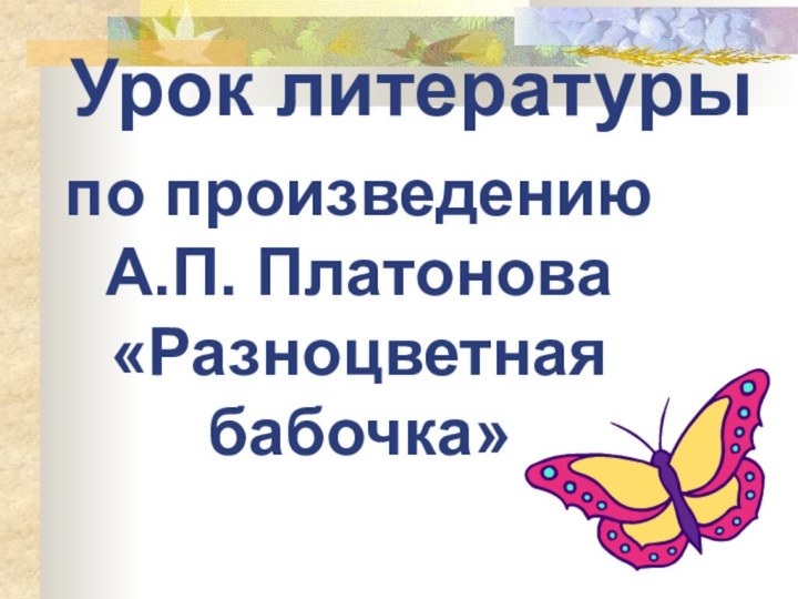 по произведению А.П. Платонова «Разноцветная бабочка»Урок литературы