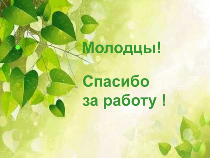 Молодцы!Спасибо за работу !