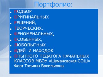 Презентация портфолио материал по теме