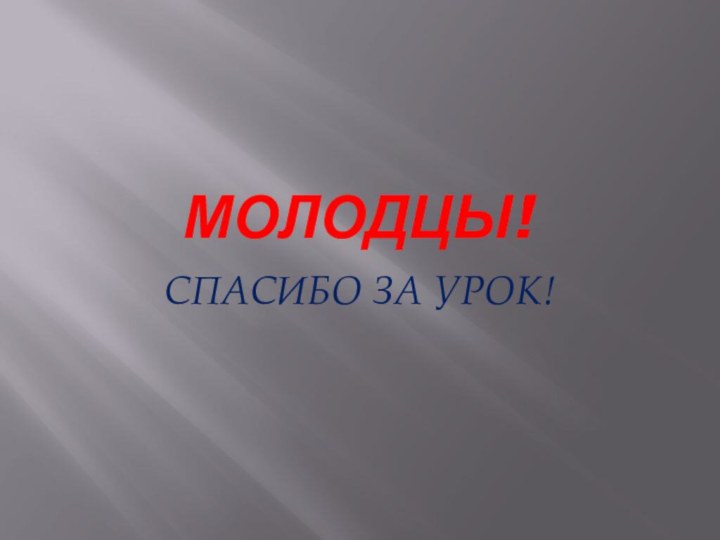 МОЛОДЦЫ!СПАСИБО ЗА УРОК!