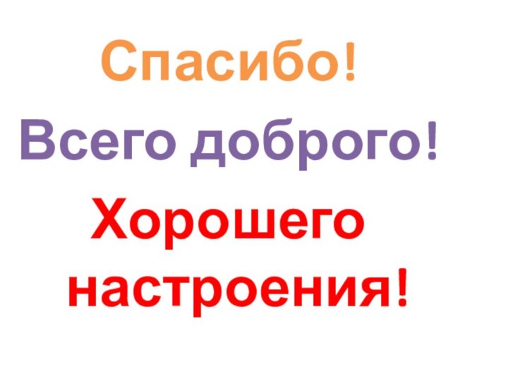 Спасибо!Всего доброго!Хорошего настроения!